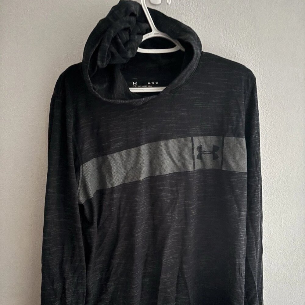 Under Armour Mens XL Fitted Sportstyle Core Pullover Hoodie Dark Gray Charcoal